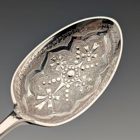 Mid-19th Century British Antique Silver Plated Christening Cutlery Pair in Case by Thomas Wilkinson